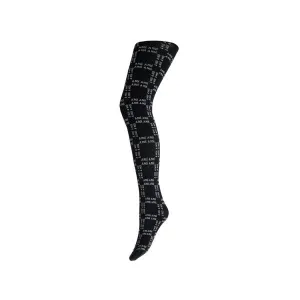 A Moi Logo Tights Black w. Grey Logo Text 4022-01