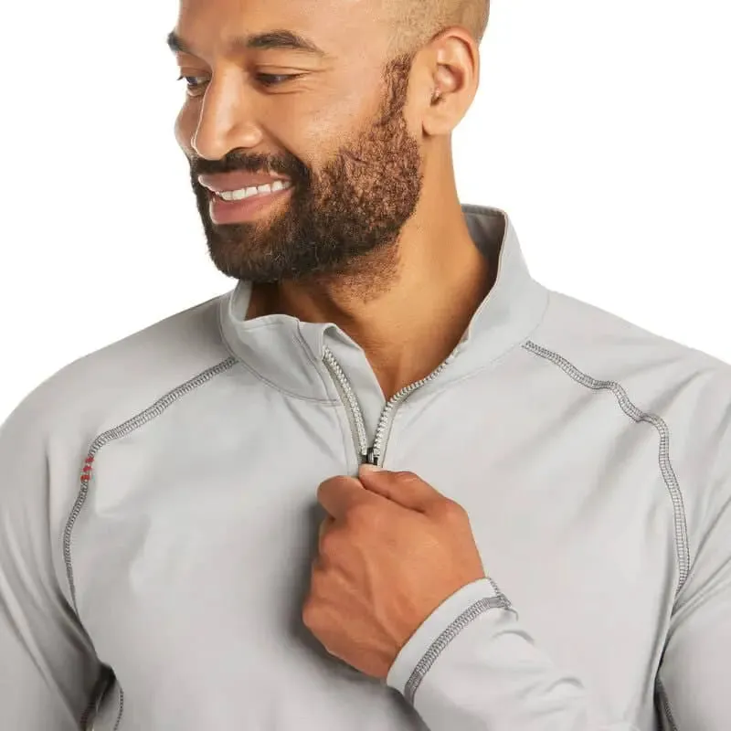 ARIAT - 1/4 Zip Long Sleeve Work shirt, Silver Fox