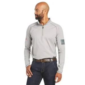 ARIAT - 1/4 Zip Long Sleeve Work shirt, Silver Fox