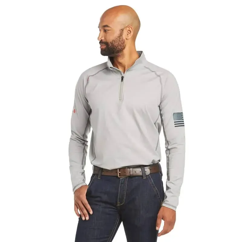 ARIAT - 1/4 Zip Long Sleeve Work shirt, Silver Fox