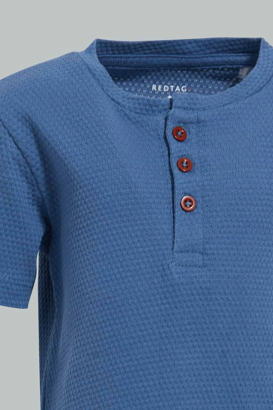 Blue Henley T-Shirt For Baby Boys