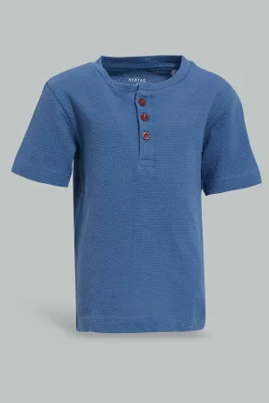 Blue Henley T-Shirt For Baby Boys