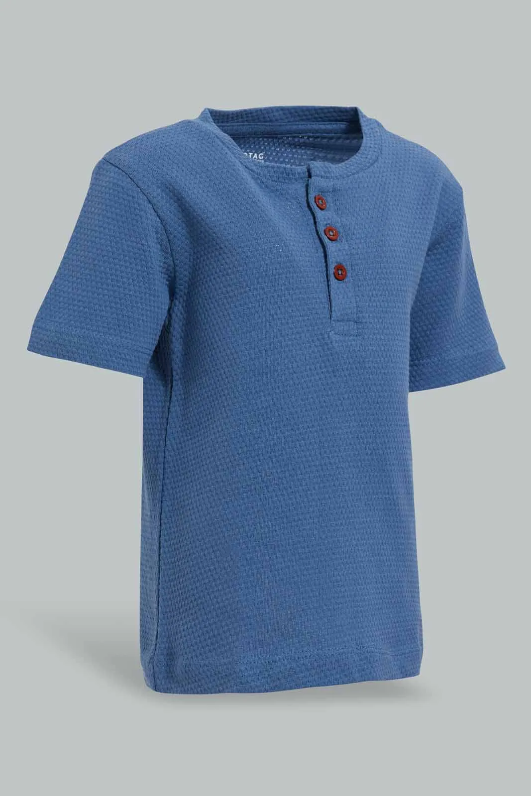 Blue Henley T-Shirt For Baby Boys