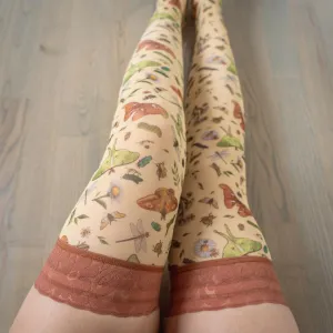 Bugs Printed Mesh Stay Up Stockings