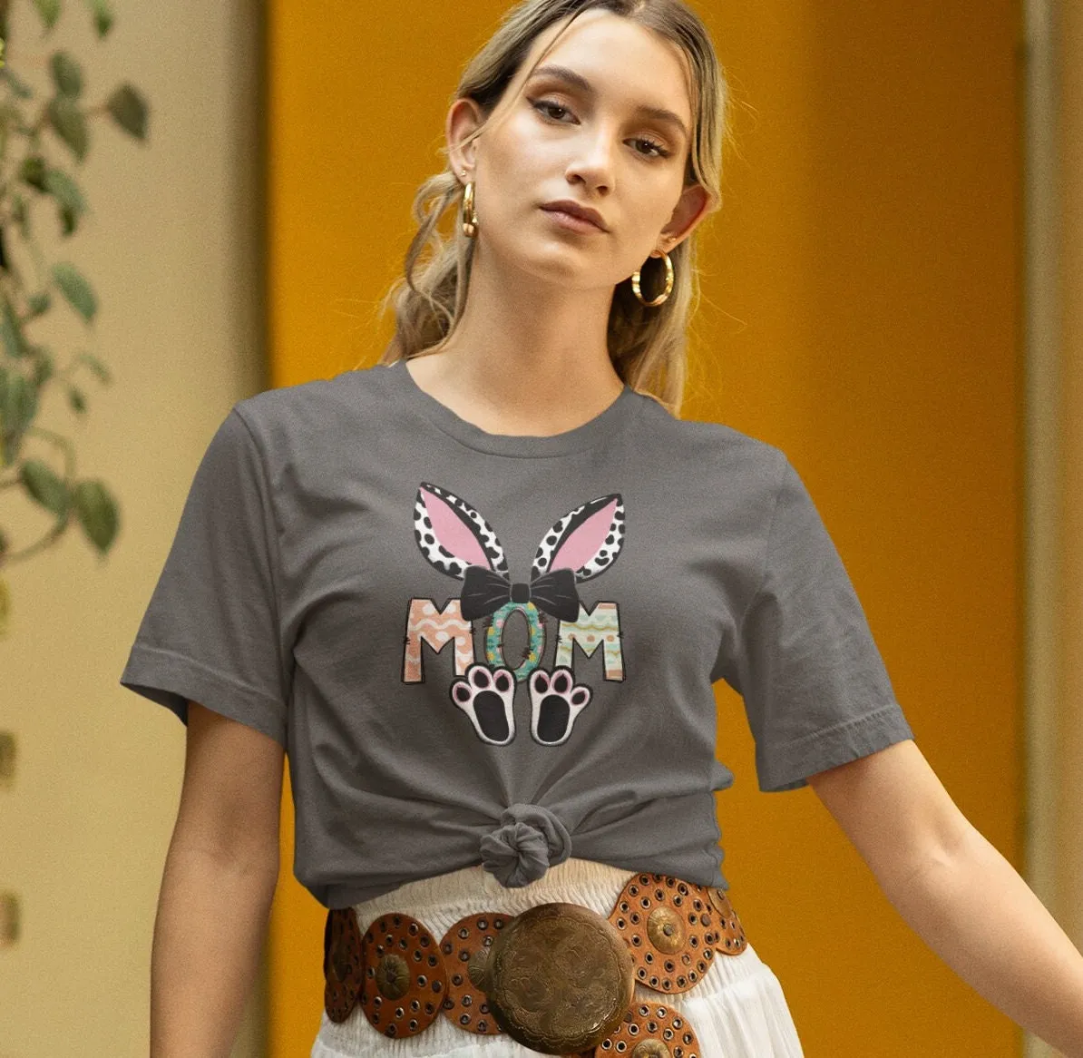Bunny Ears Mom T-Shirt, Cute Mother's Day Gift, Leopard Print, Women's Graphic Tee, Easter Mommy Shirt, Mama Bunny, Mom Bunny Shirt