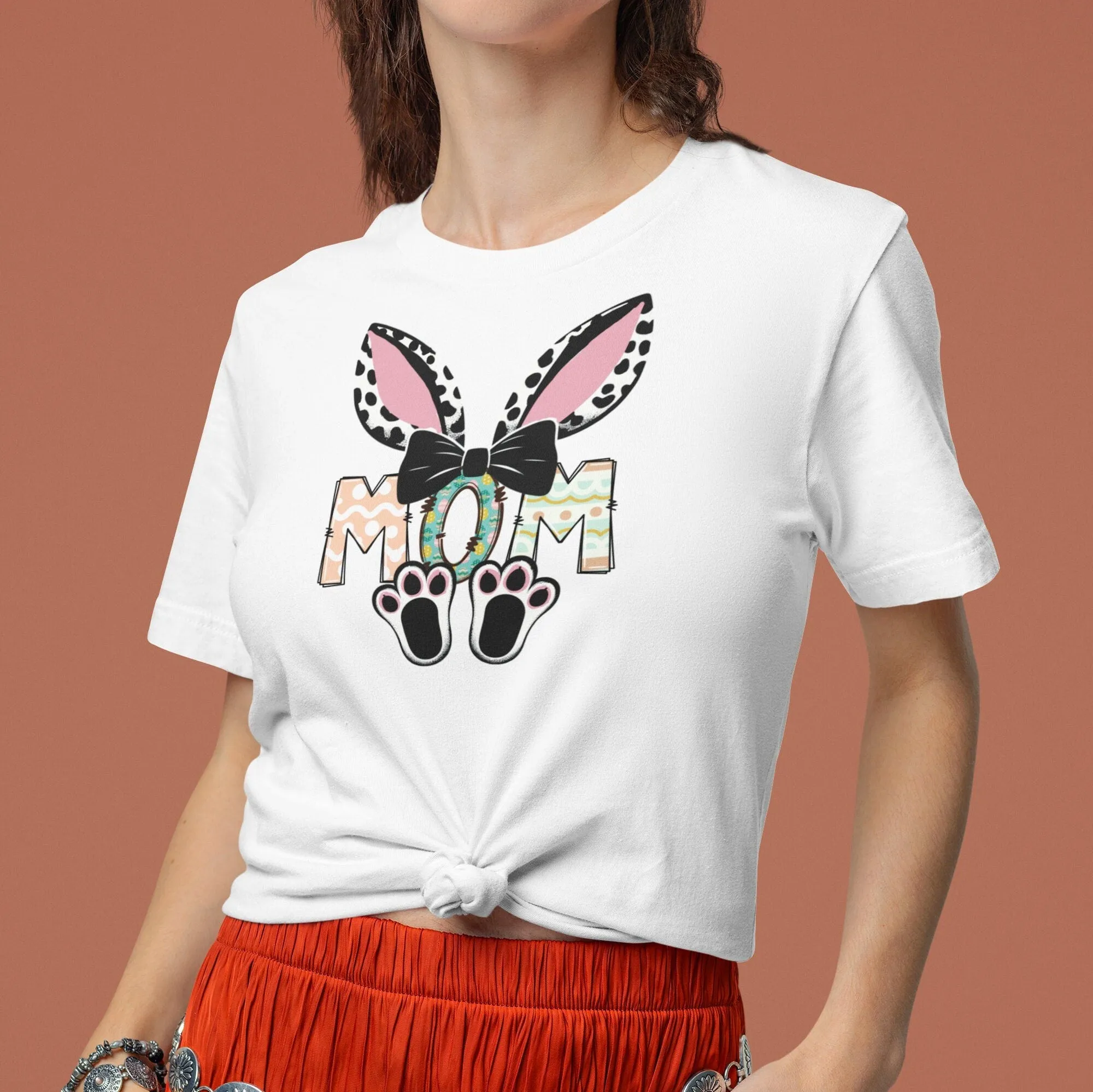 Bunny Ears Mom T-Shirt, Cute Mother's Day Gift, Leopard Print, Women's Graphic Tee, Easter Mommy Shirt, Mama Bunny, Mom Bunny Shirt