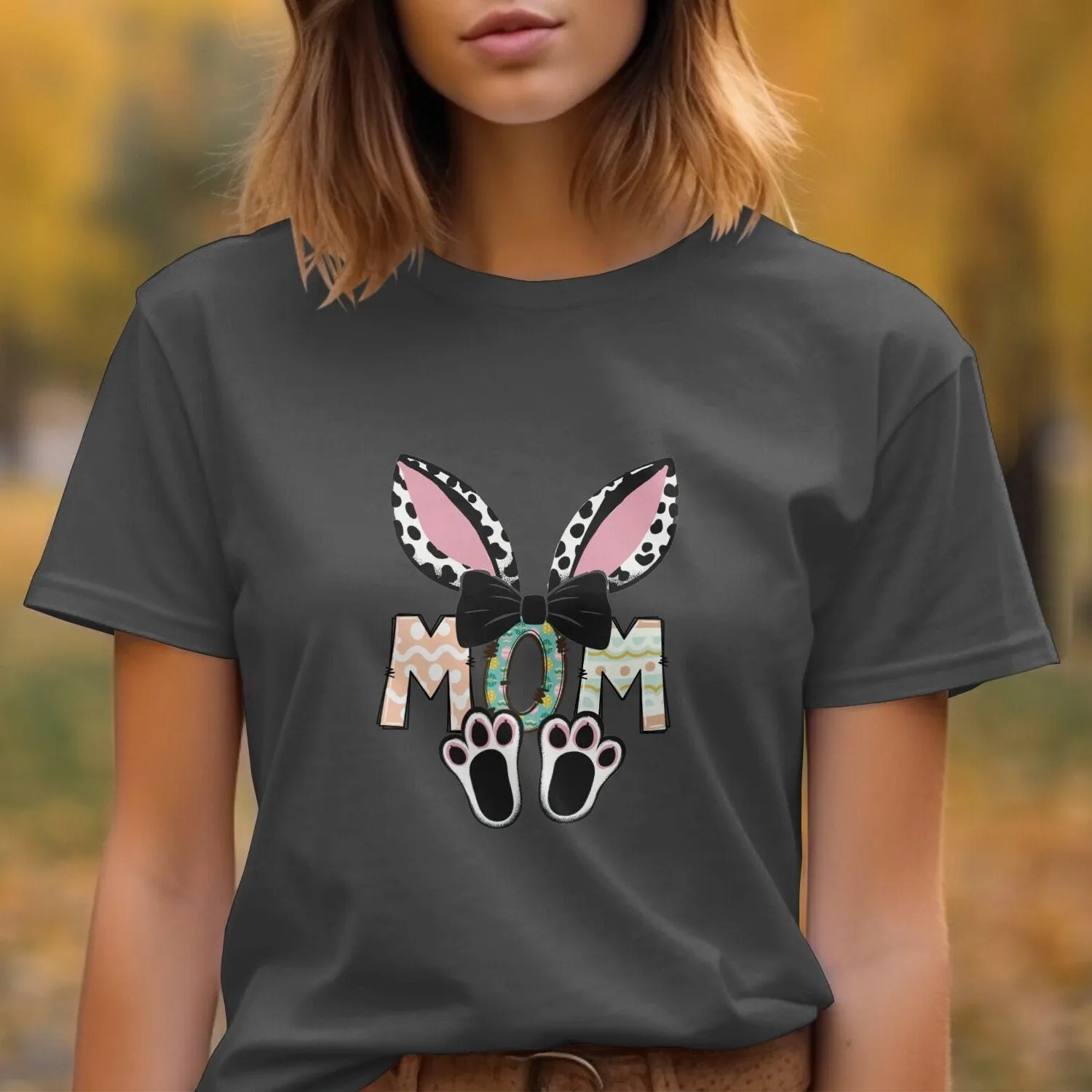 Bunny Ears Mom T-Shirt, Cute Mother's Day Gift, Leopard Print, Women's Graphic Tee, Easter Mommy Shirt, Mama Bunny, Mom Bunny Shirt