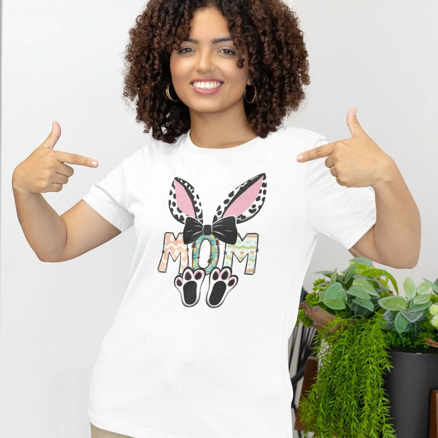 Bunny Ears Mom T-Shirt, Cute Mother's Day Gift, Leopard Print, Women's Graphic Tee, Easter Mommy Shirt, Mama Bunny, Mom Bunny Shirt