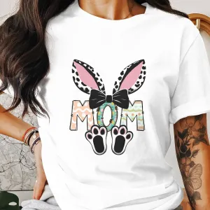 Bunny Ears Mom T-Shirt, Cute Mother's Day Gift, Leopard Print, Women's Graphic Tee, Easter Mommy Shirt, Mama Bunny, Mom Bunny Shirt