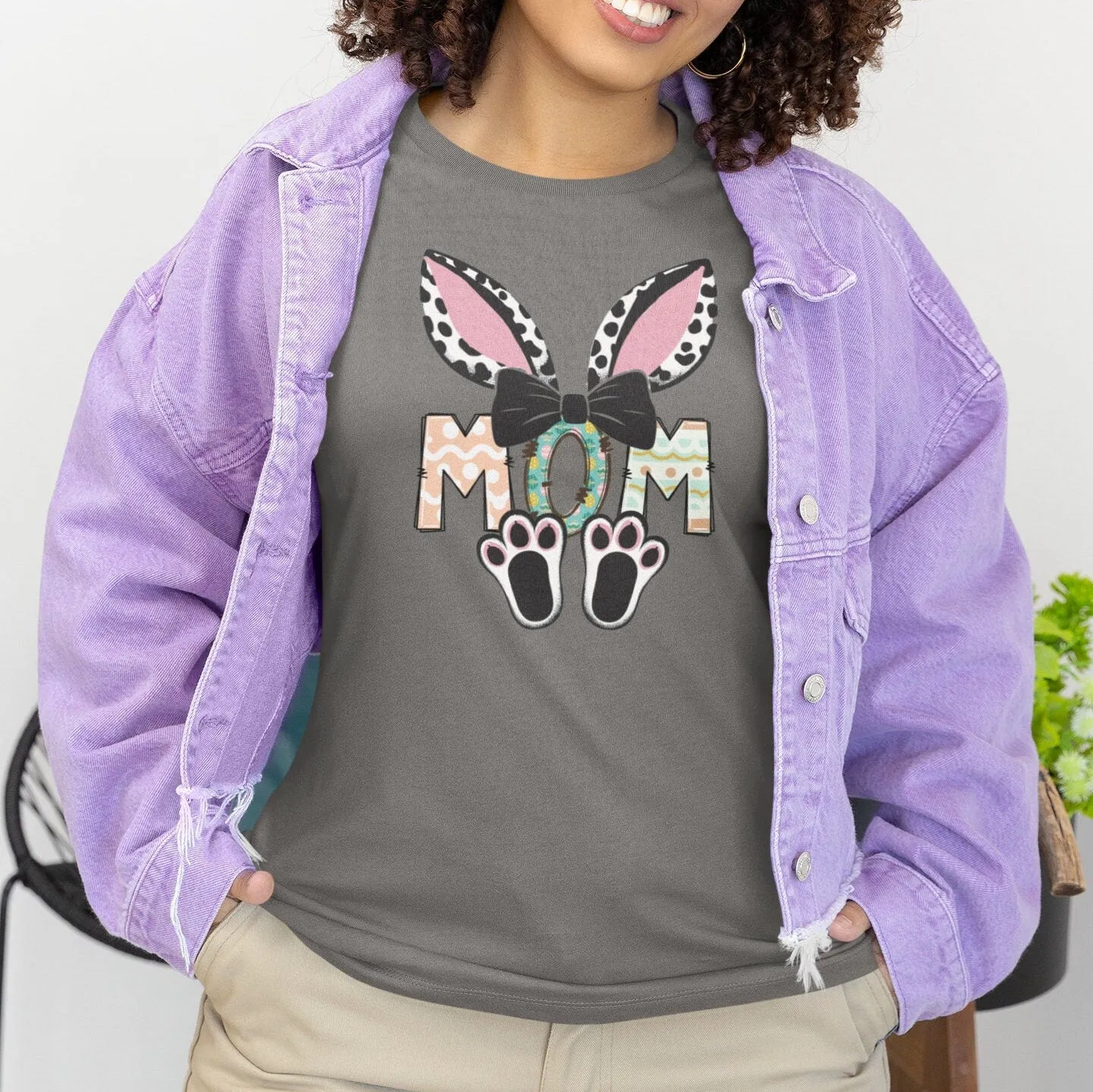 Bunny Ears Mom T-Shirt, Cute Mother's Day Gift, Leopard Print, Women's Graphic Tee, Easter Mommy Shirt, Mama Bunny, Mom Bunny Shirt