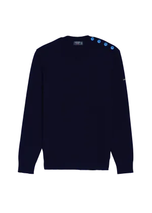 Cancale sailor jumper - regular fit, in pure new wool (MARINE POP/PAON)