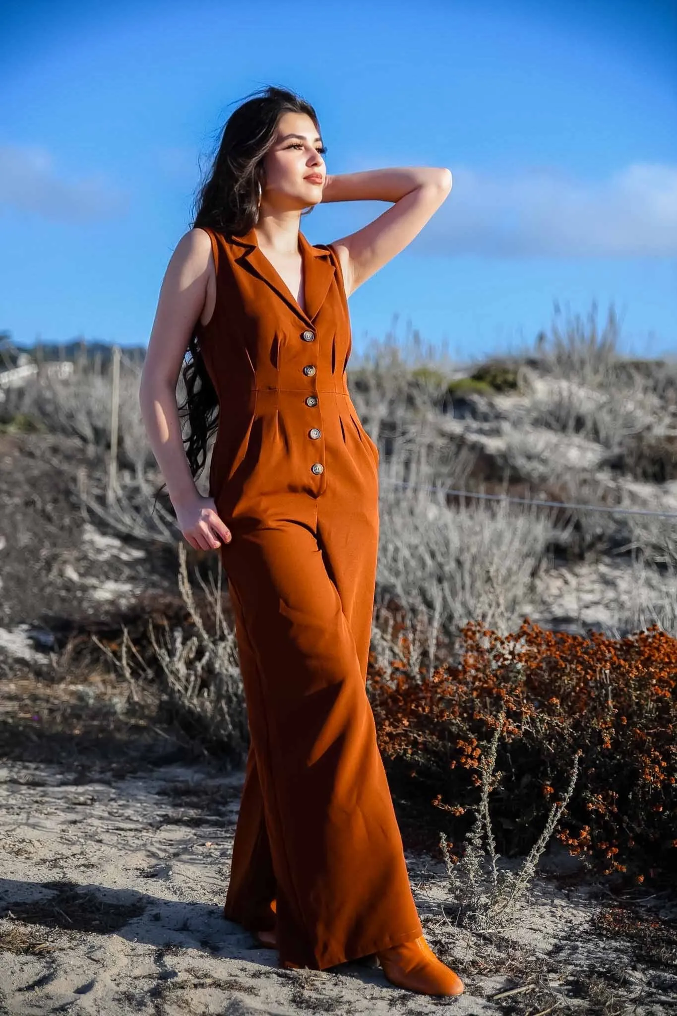 Chocolate Swirl Wide Leg Jumpsuit - Chocolate Brown