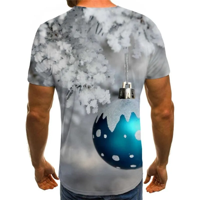 Christmas T shirts Men Snowflake T-shirts Graphic New Year Shirt Print Party Tshirt Printed