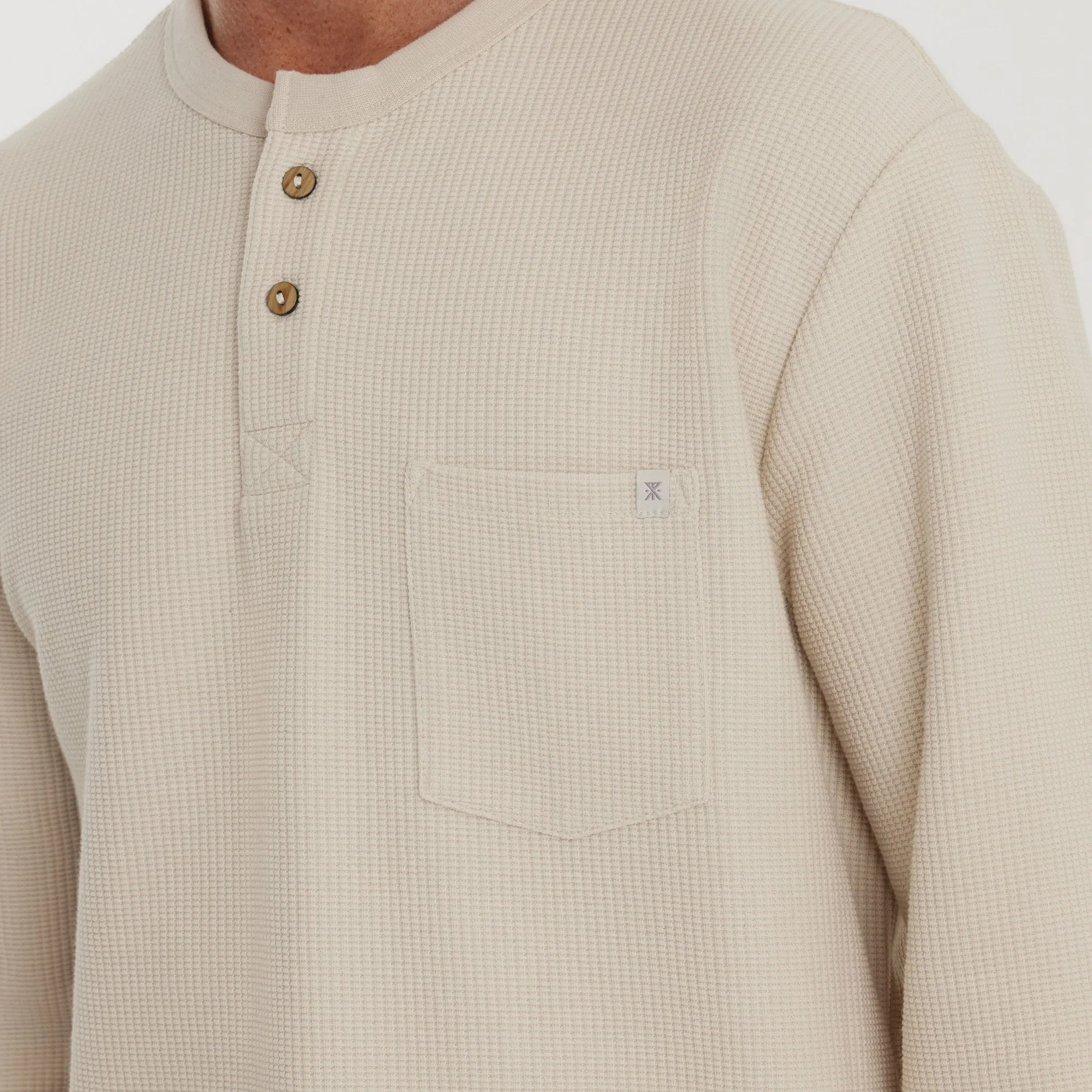 Companion Long Sleeve Thermal Henley - Almond Paste