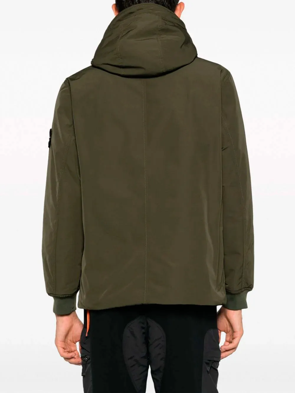 Compass-badge hooded parka