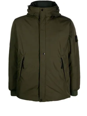 Compass-badge hooded parka