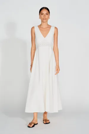 Copenhagen Anglaise Babydoll Midi Dress - White