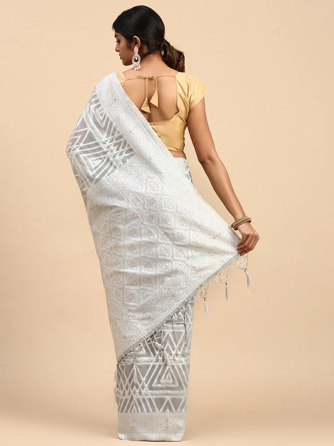 Couple Combo Shirt & Dhoti Set with Saree Grey SCS110