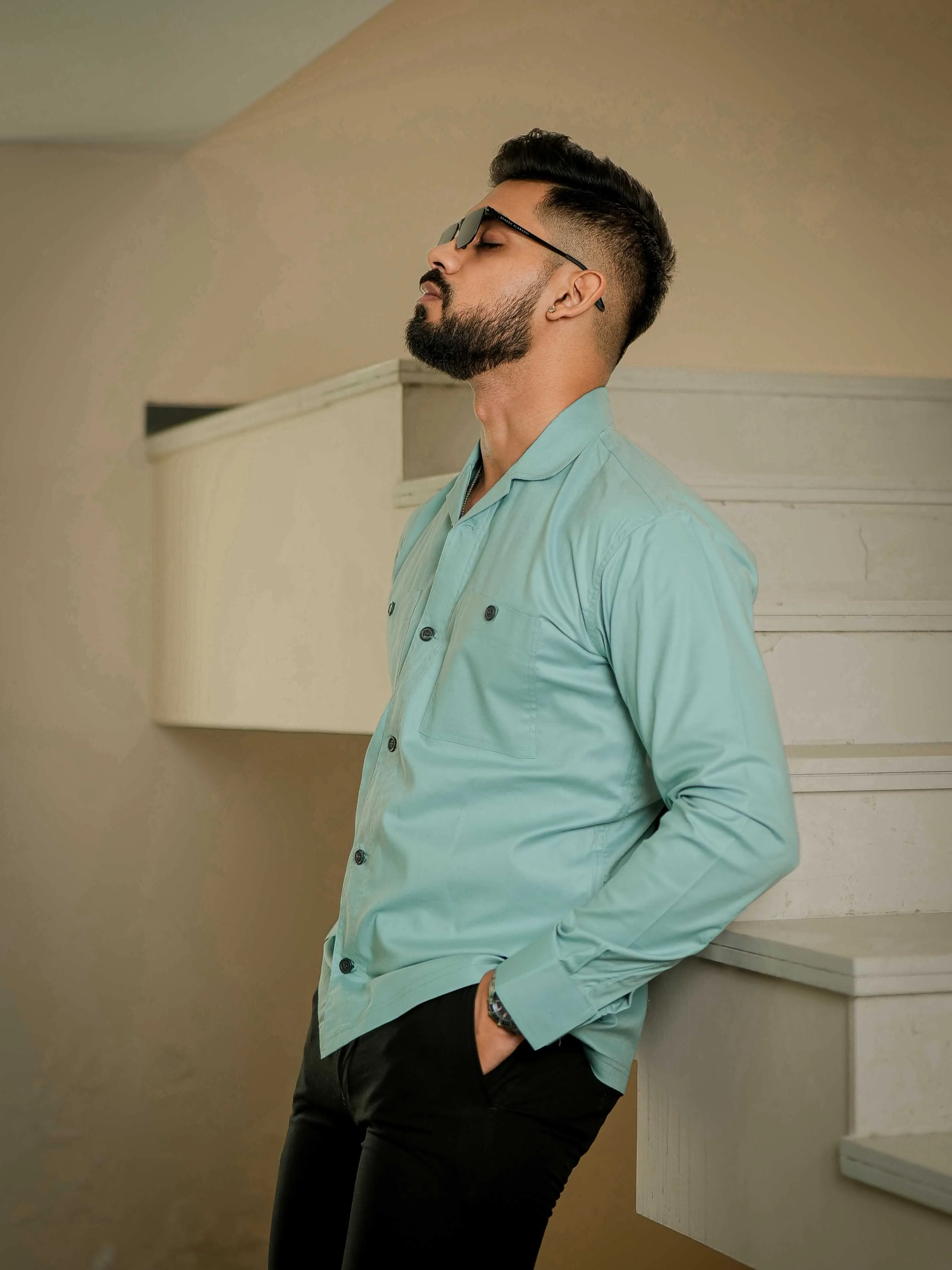 Cyan Oxford Cotton Over Shirt