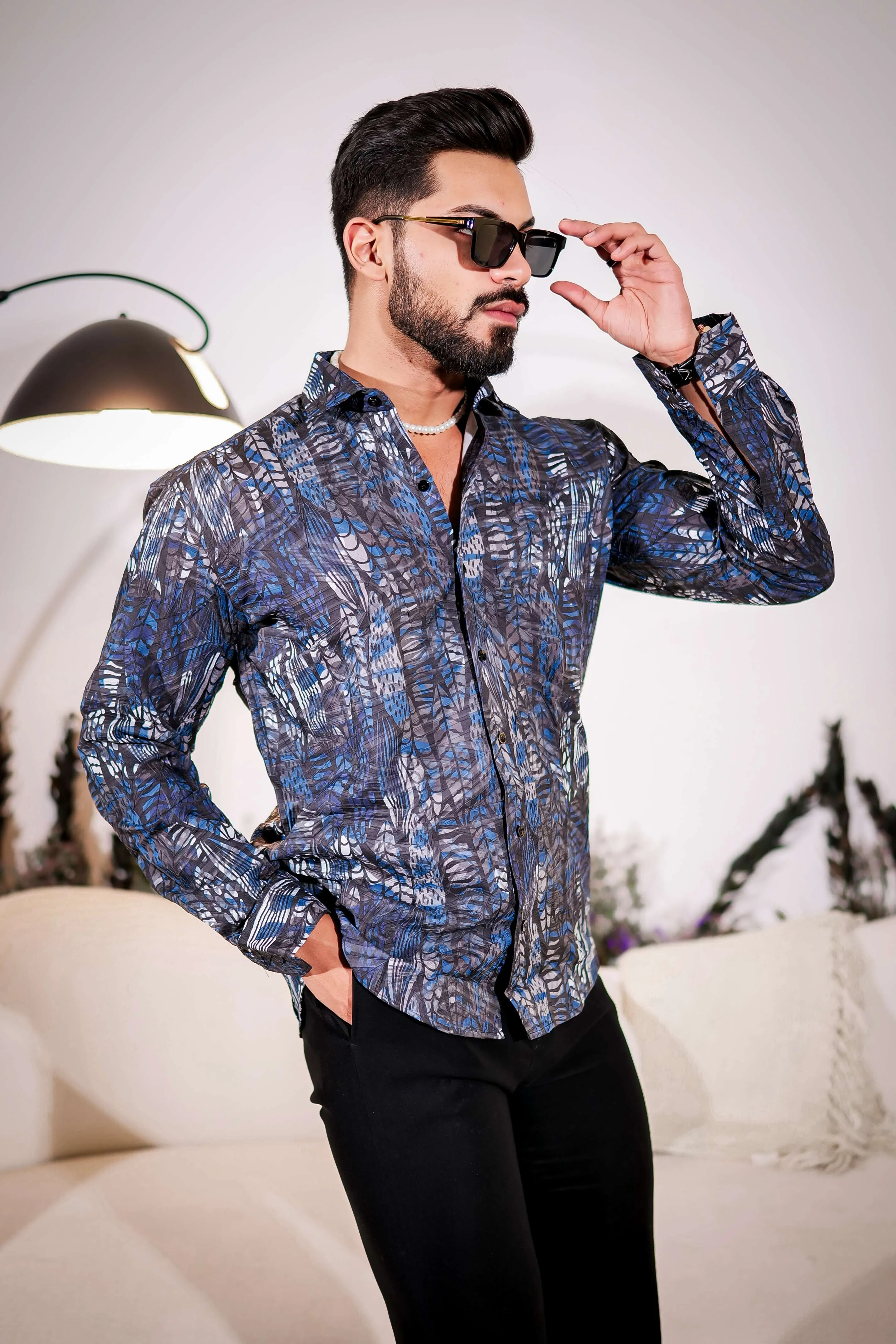 Dark Black Multicolor Imported Premium Shirt for Men's