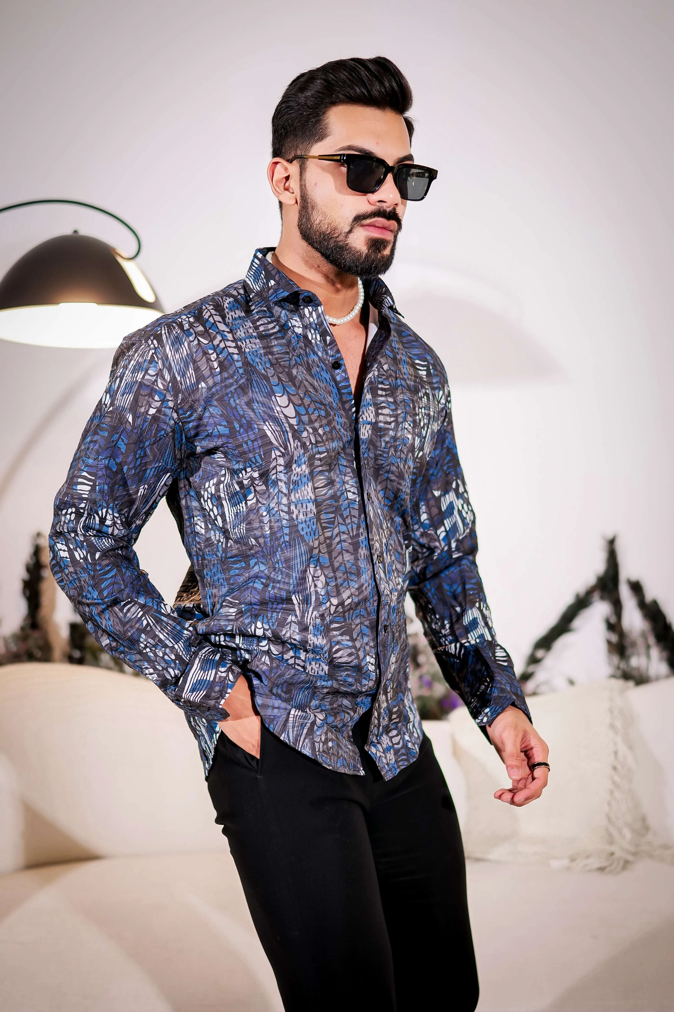 Dark Black Multicolor Imported Premium Shirt for Men's