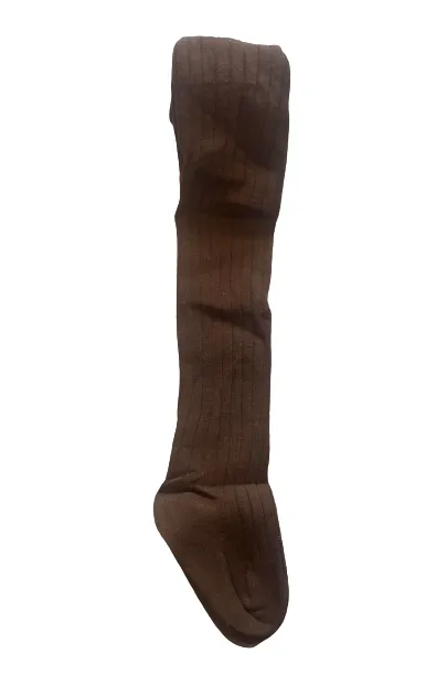 Dark Brown Ribbed Tights