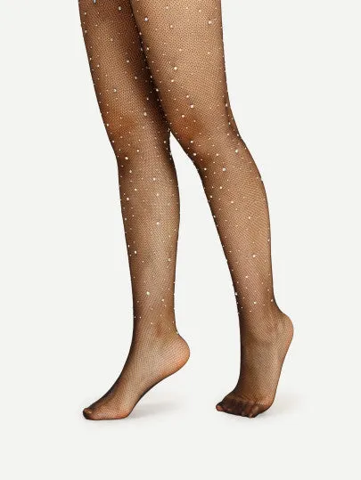 Diamond Rhinestone Embellished Tights Stockings