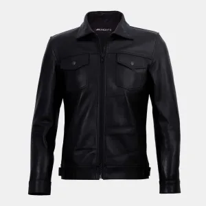 Diran Black Leather Biker Jacket