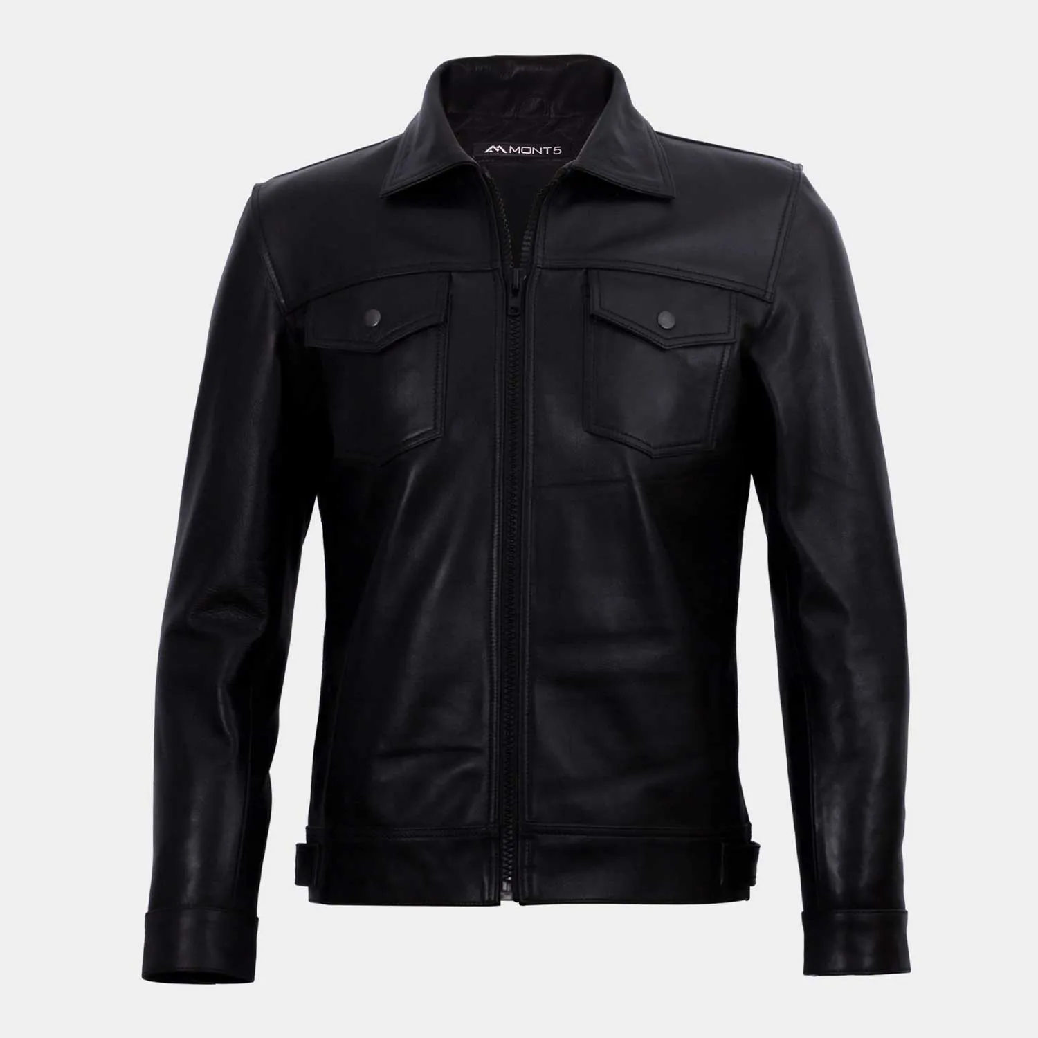 Diran Black Leather Biker Jacket