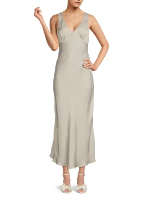 Drimma maxi satin slip dress Rd Style, color Fog
