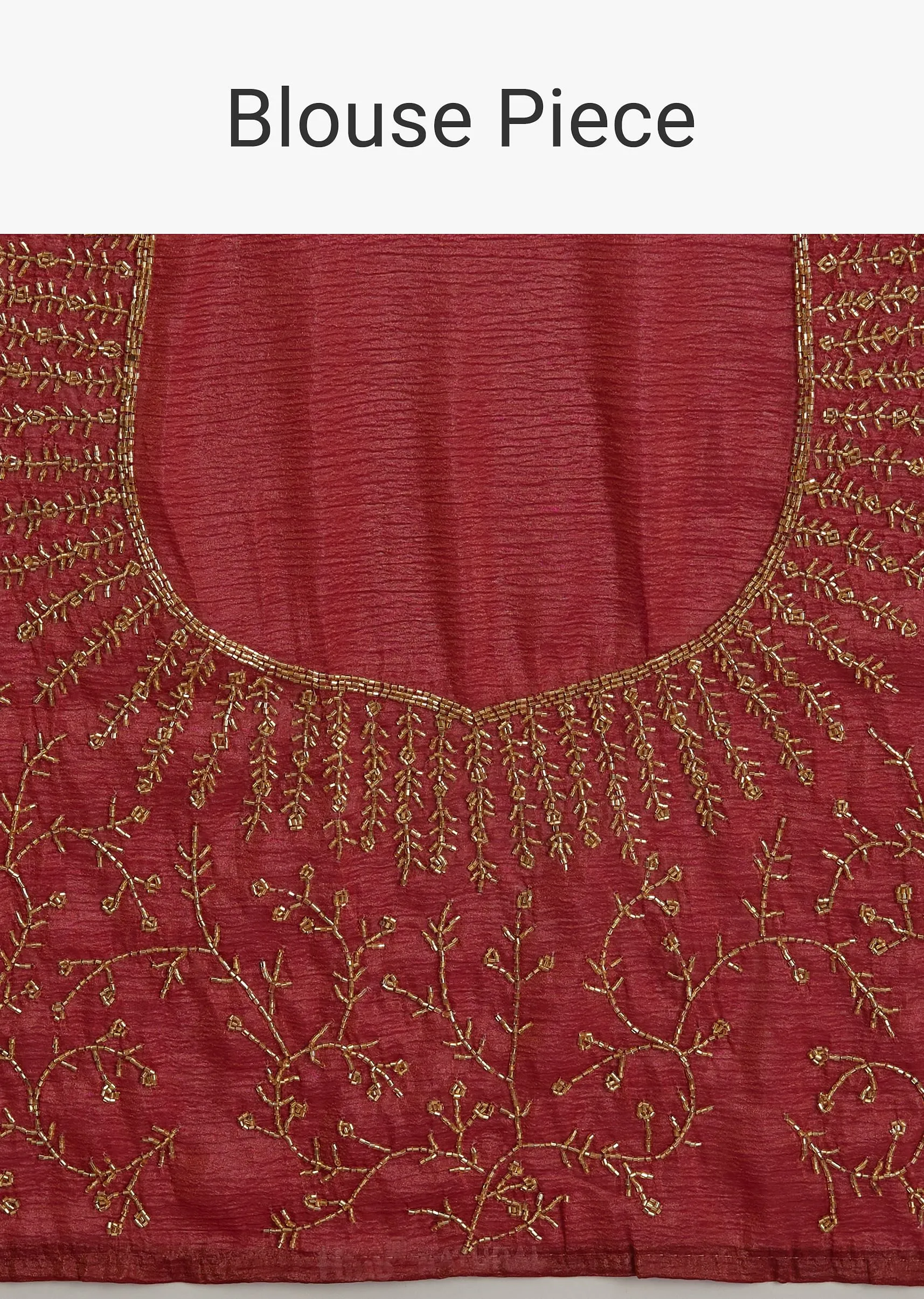 Dusky Brown Crushed Tissue Saree With Stones Cutdana Embroidered Scallop Border