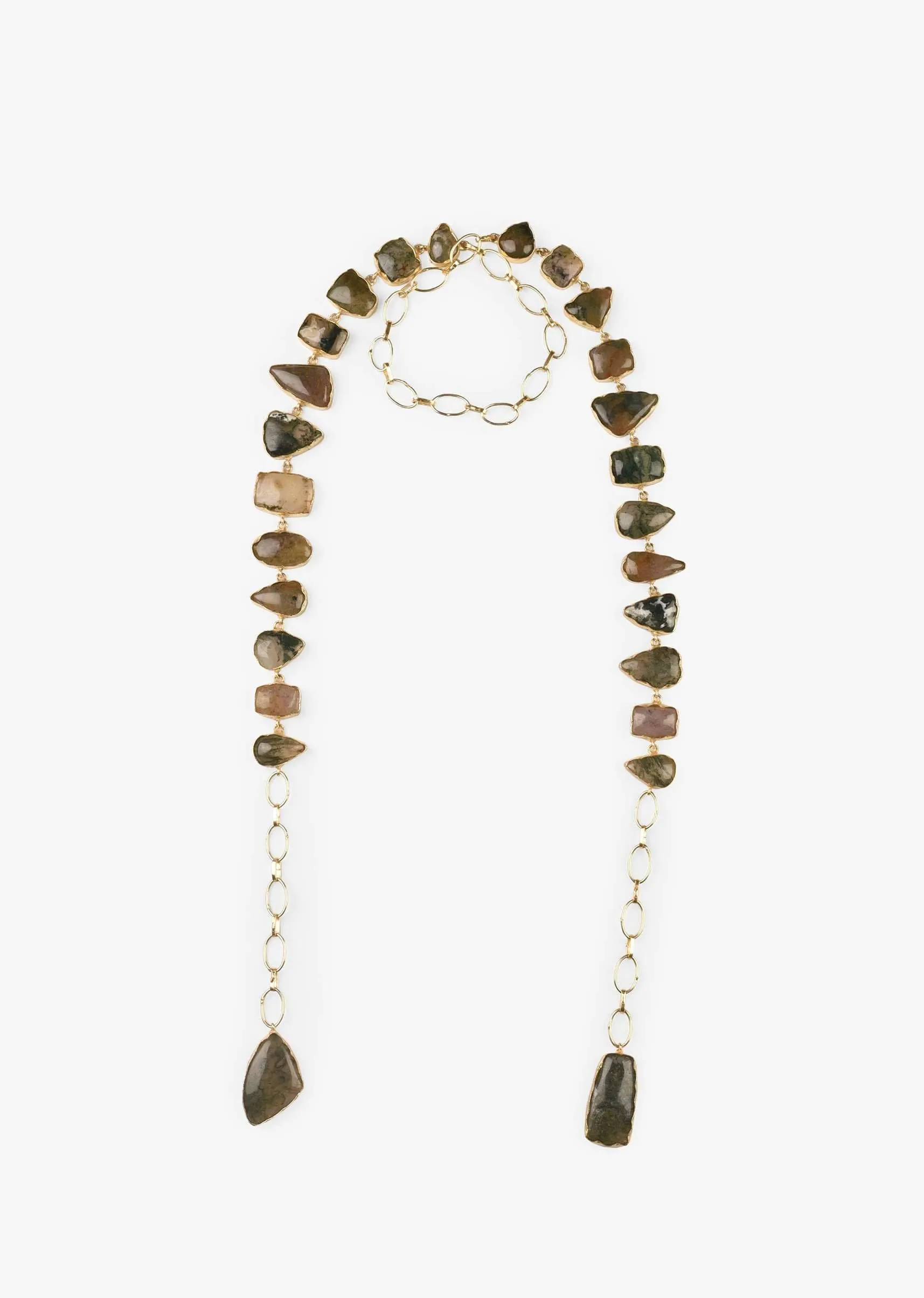 Earthy Toned Semi Precious Stone Studded Wrap Around Necklace