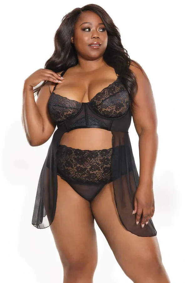 Elena Mesh and Lace Babydoll Set