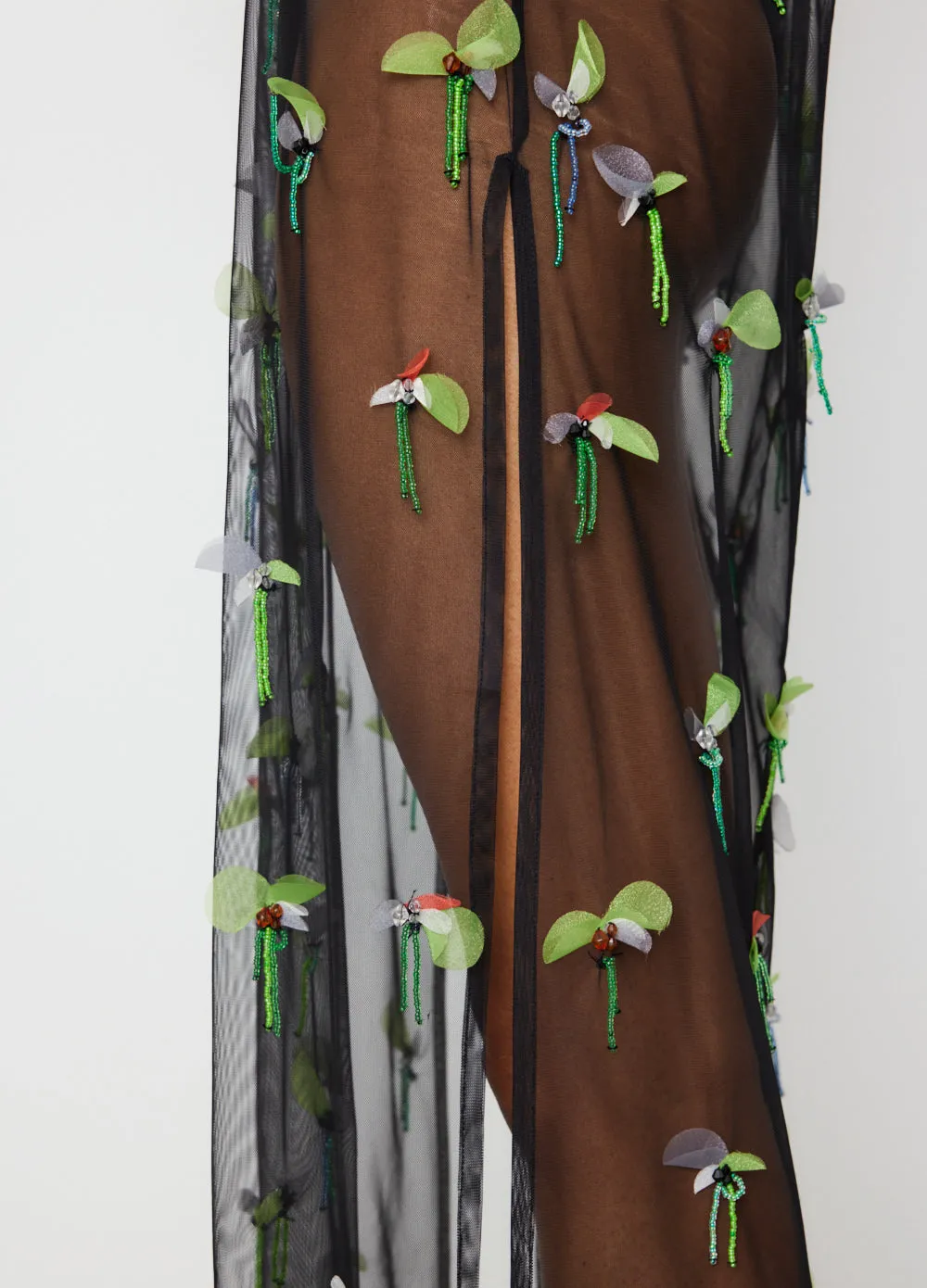 Embellished Mesh Slip Dress