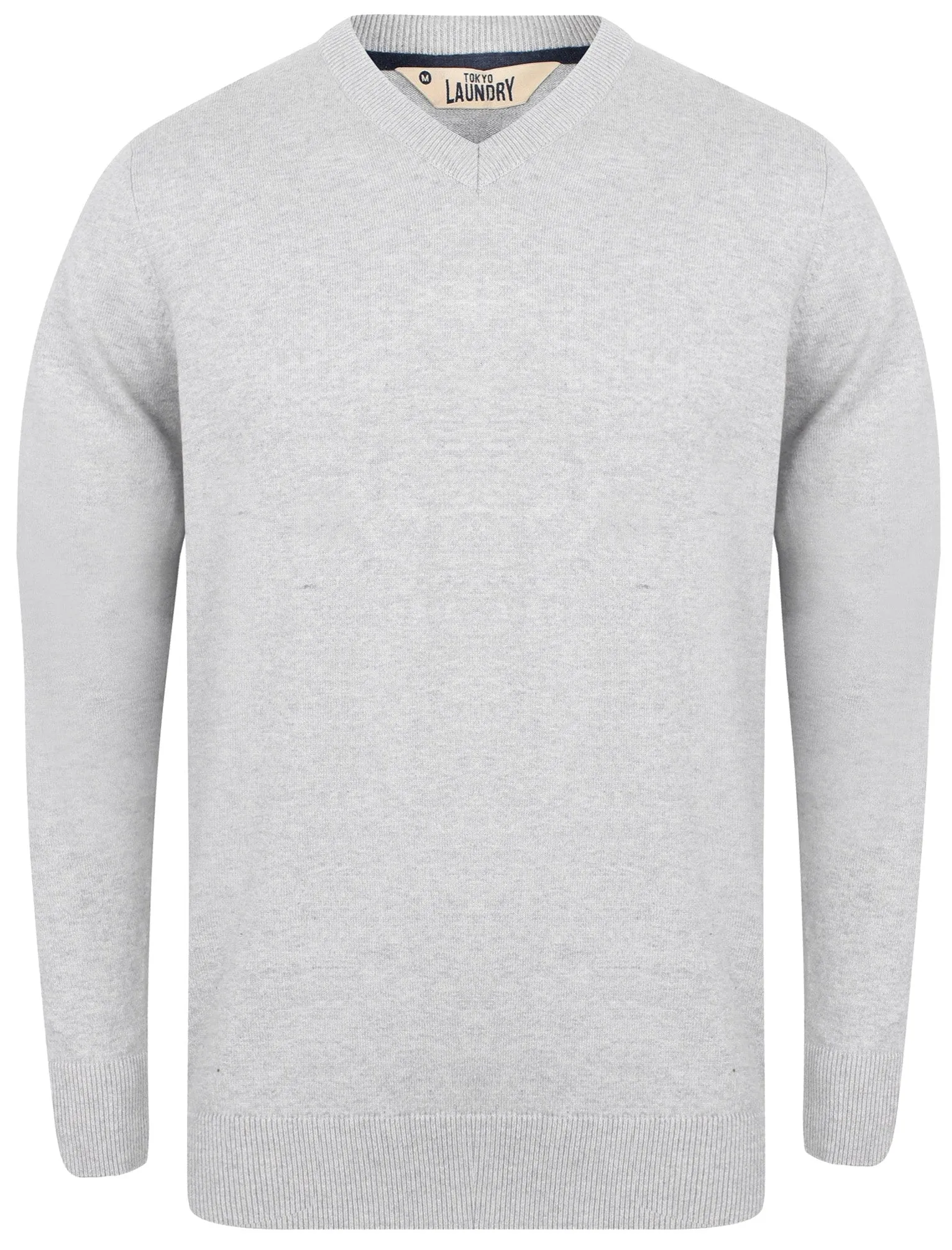 Expanse Cotton V Neck Jumper In Light Grey Marl - Tokyo Laundry