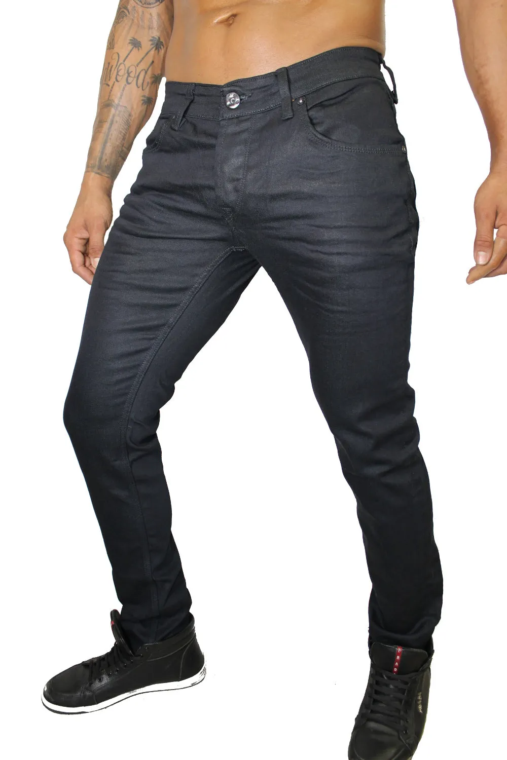 Ezra Dark Navy Raw Denim Wax Jeans