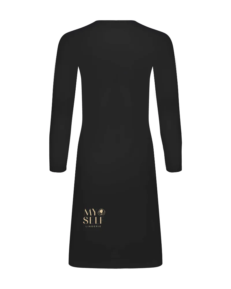 FK340 41" Black Long Sleeve Seamless Shell Dress