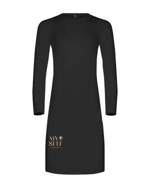 FK340 41" Black Long Sleeve Seamless Shell Dress