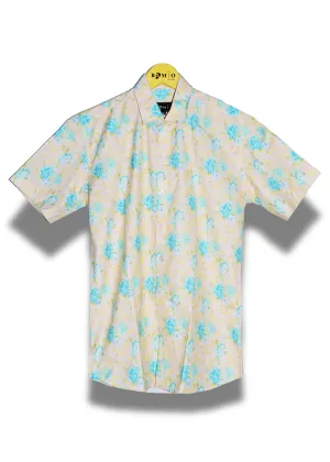Floral Print Slim Fit Casual Half Sleev Shirt (f25)