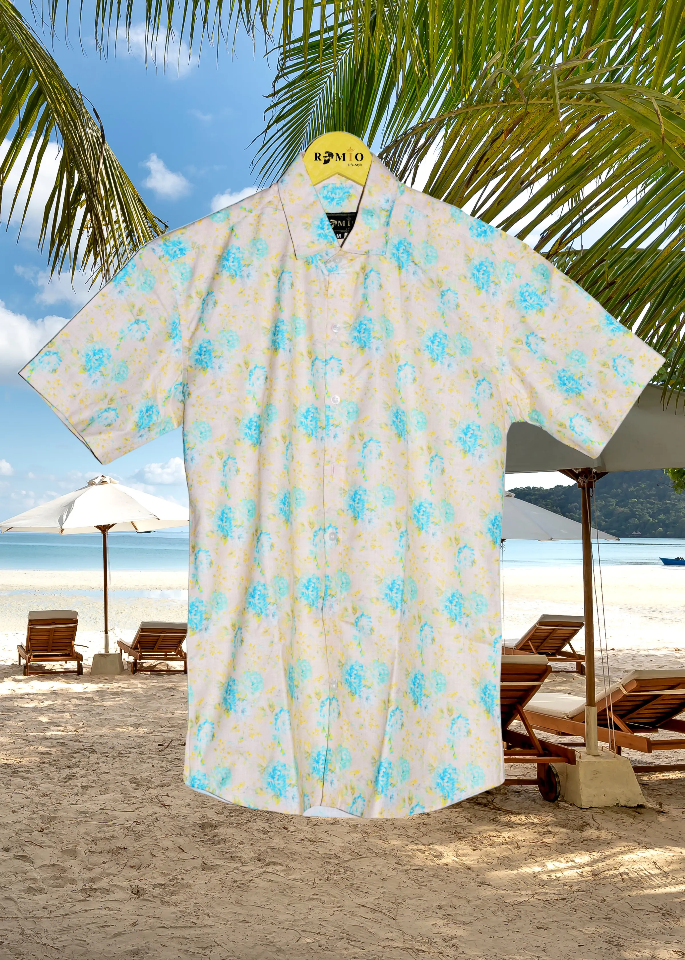 Floral Print Slim Fit Casual Half Sleev Shirt (f25)
