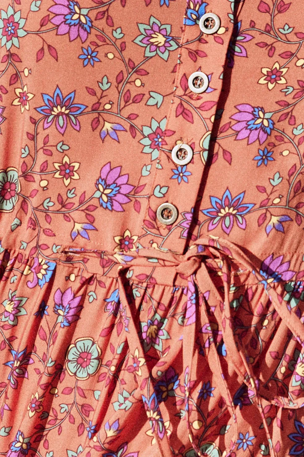 Folk Floral Midi Dress with Pockets
