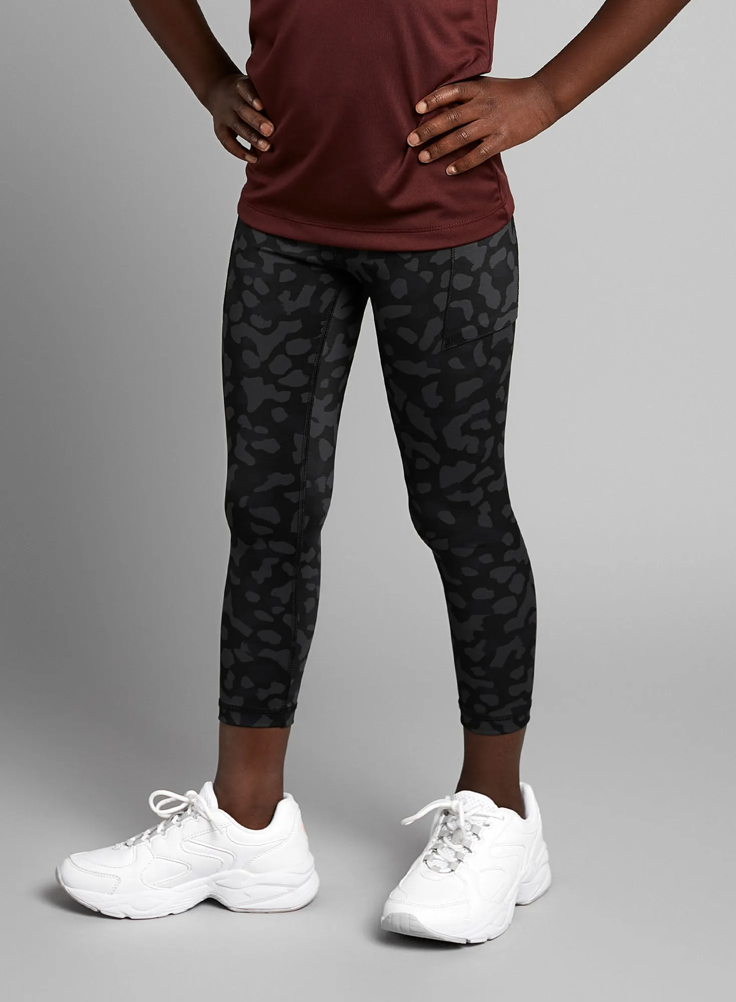 Girl's High Waist Tights Side Ball Pocket