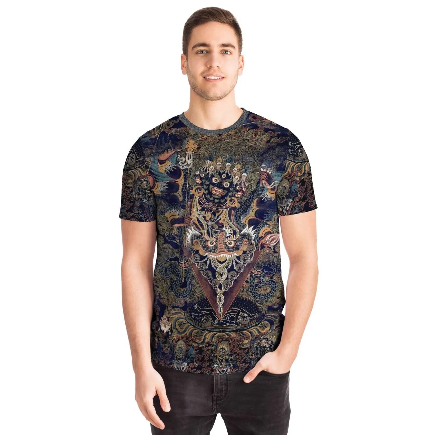 Guru Dragpur or Vajrakila Wrathful Padmasambhava, Mandala of Bliss, Vintage Tibetan Thangka Dharma Graphic Art T-Shirt Tee
