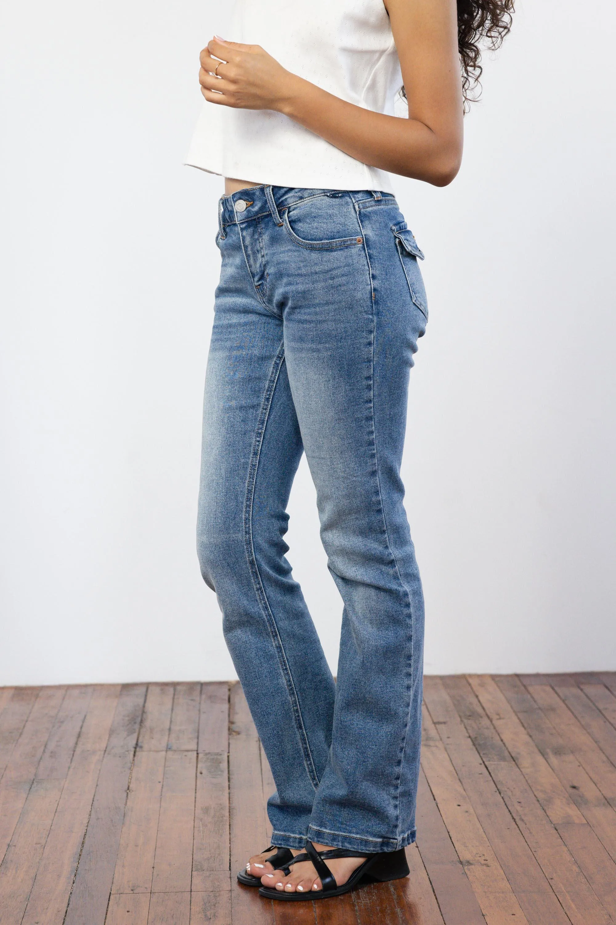 Hannah Mid-Rise Denim Boot Cut Jeans