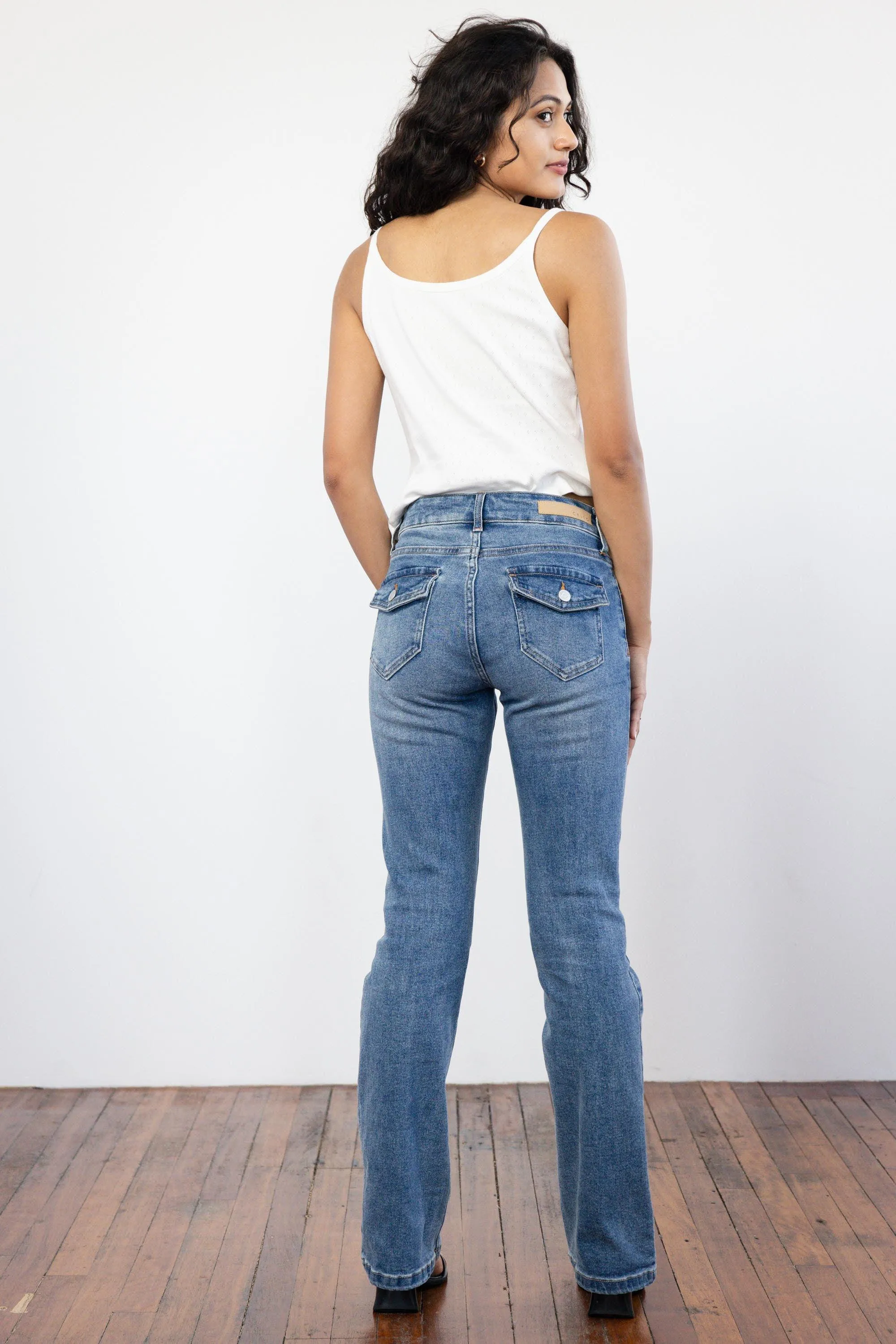 Hannah Mid-Rise Denim Boot Cut Jeans