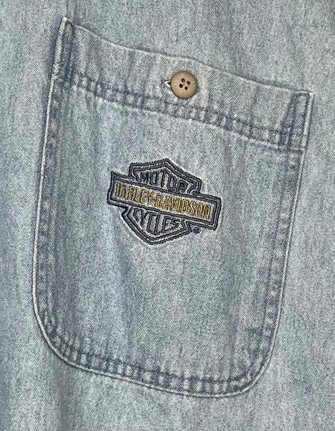Harley Davidson Motorcycle Denim Button-Up Shirt: L
