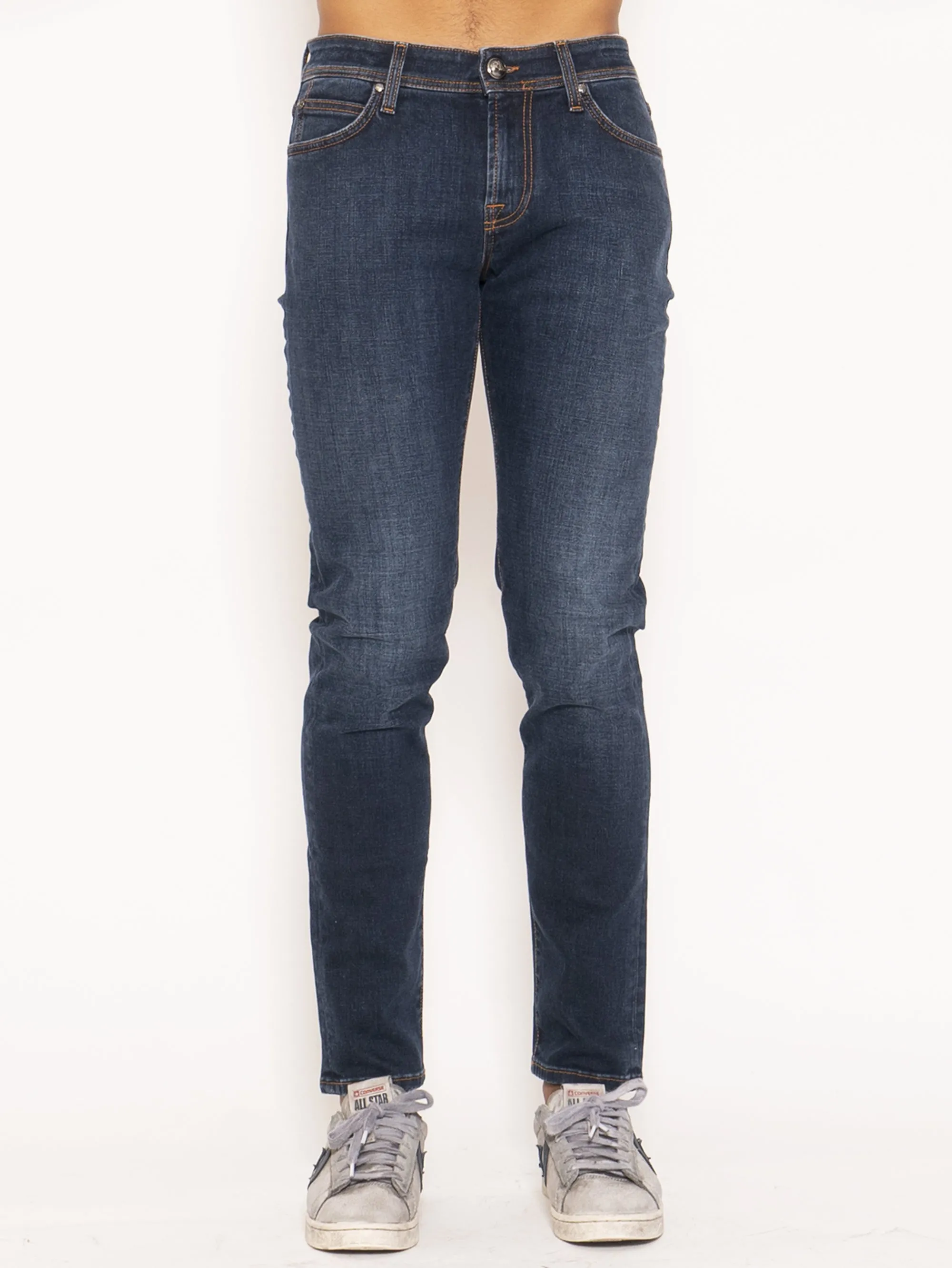 Jeans Elasticizzato con Impunture Blu
