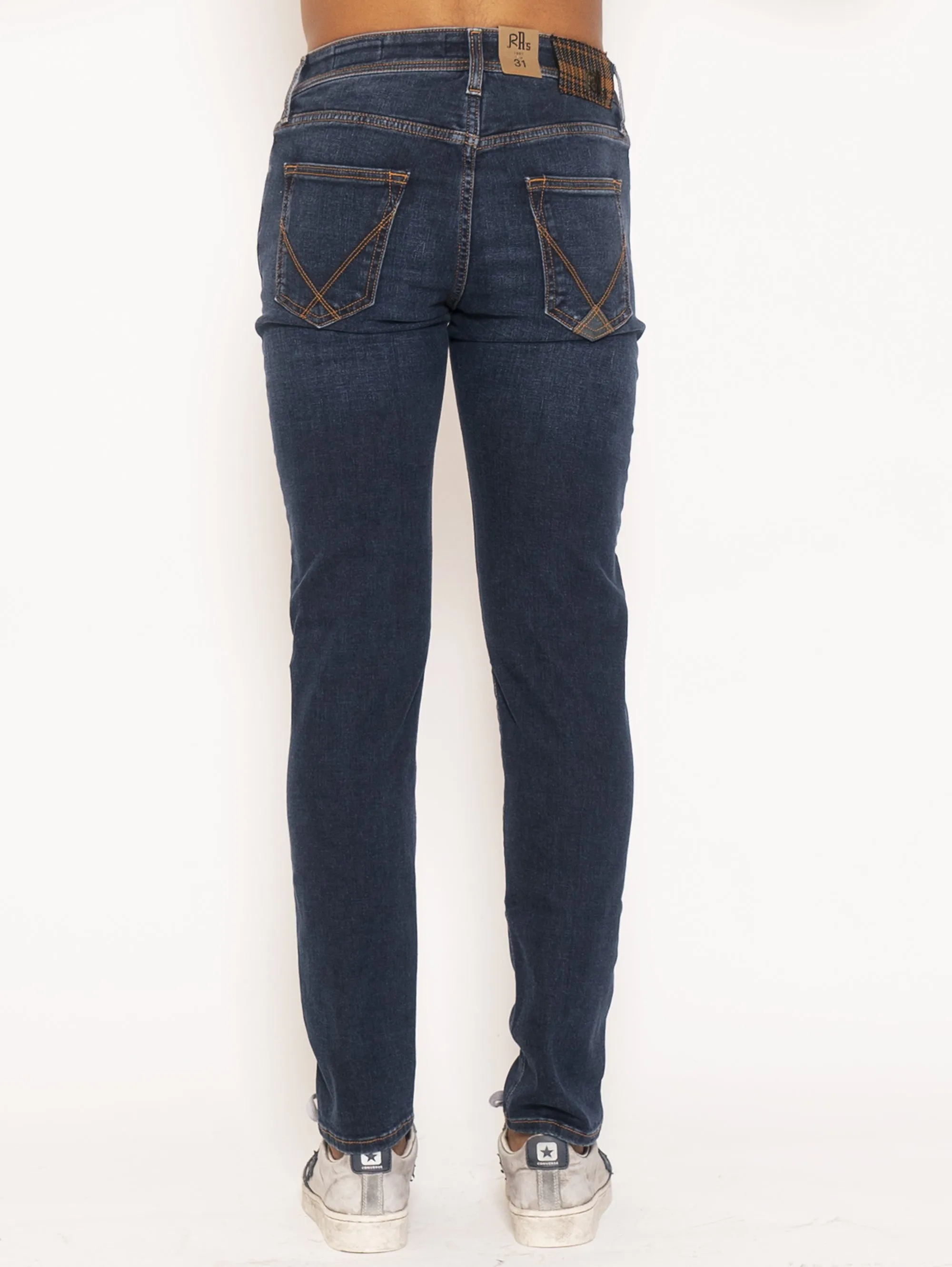 Jeans Elasticizzato con Impunture Blu