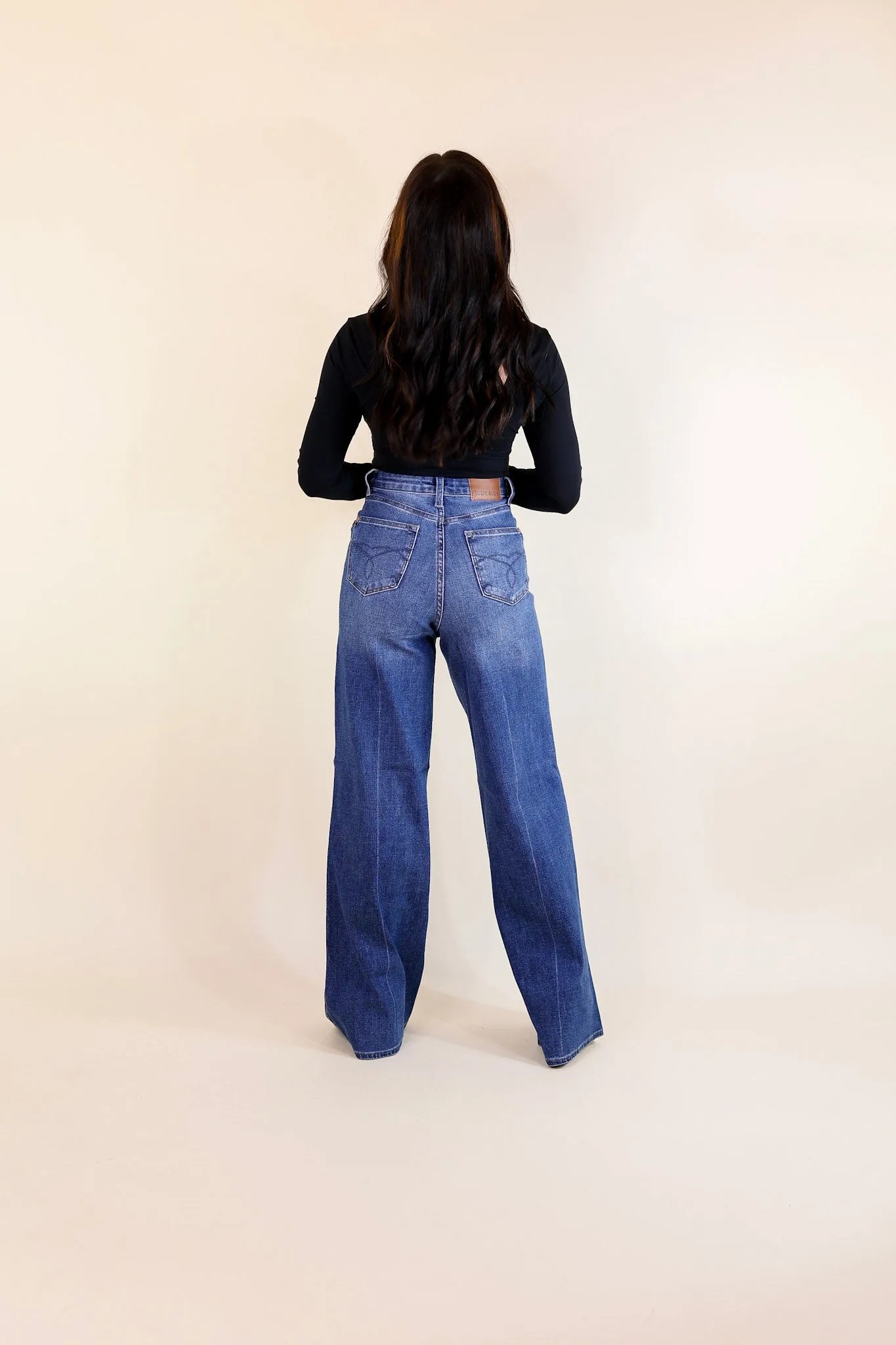 Judy Blue | Back in Time High Waisted Tummy Control Retro Wide Leg Jean in Dark Wash