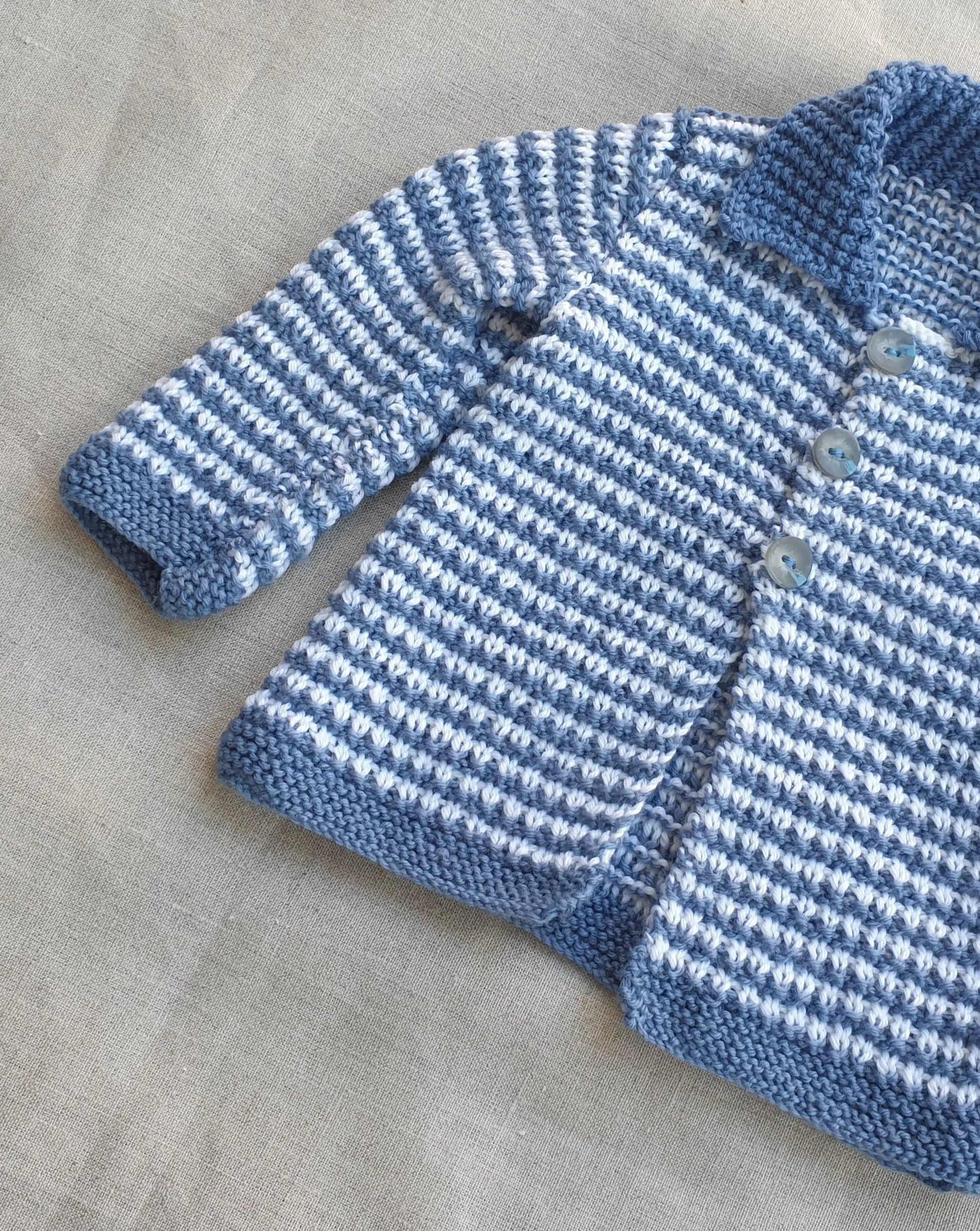 Knitted by Nana Cardigan Steel Blue Stripe